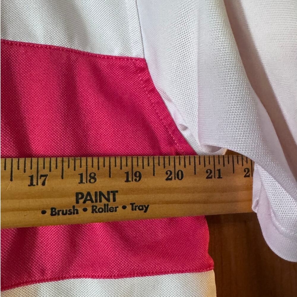 FootJoy Mens White Pink Navy Colorblock Performance Golf Polo Shirt Size Medium - Picture 4 of 6